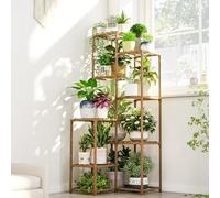 Bamworld Étagère d'angle pour plantes d'intérieur et d'extérieur de 138,9 cm de haut, grande table en bois pour plusieurs plantes, terrasse, balcon, jardin, bureau, décoration d'intérieur