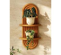 Bamworld Étagère murale bohème à 2 étages en bois pour plantes Marron