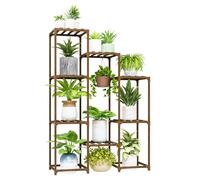 Bamworld Étagère pour plantes d'intérieur, pour suspendre des pots de fleurs - Adapté pour 7 pots - Grand support en bois pour fleurs - Pour salon, terrasse, balcon, jardin