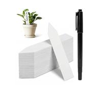 Bamworld Étiquettes de Jardin et Semis Réutilisables - Lot de 100 Marqueurs Plantes en PVC Résistant à l'eau avec Stylo pour Potager, Légumes, Fleurs et Godets Semis - 10x2 cm