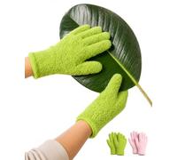 Bamworld Gants en Microfibre pour Soin des Plantes, Gants de Jardinage Réutilisables pour Nettoyage Feuilles, Accessoire Plante Intérieur Vert Rose 2 paires