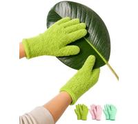 Bamworld Gants en Microfibre pour Soin des Plantes, Gants de Jardinage Réutilisables pour Nettoyage Feuilles, Accessoire Plante Intérieur Vert 3 paires