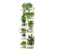 Bamworld Grand support pour plantes d'intérieur à 6 niveaux pour plusieurs plantes, support de pot de fleurs à étages pour terrasse, jardin, balcon, salon, chambre à coucher, blanc