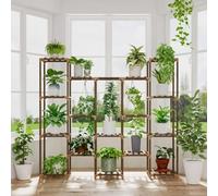 Bamworld Grand support pour plantes d'intérieur et d'extérieur à suspendre pour 14 pots de fleurs pour salon, terrasse, balcon et jardin