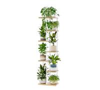 Bamworld Grand support pour plantes d'intérieur, étagère à 7 niveaux pour plusieurs plantes, support de pot de fleurs à étages pour terrasse, jardin, balcon, salon, chambre à coucher, blanc