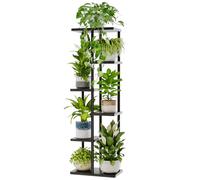Bamworld Grand support pour plantes d'intérieur, étagère en métal à 6 niveaux pour plusieurs plantes, supports de pots de fleurs à étages pour terrasse, jardin, balcon, salon, chambre à coucher, noir