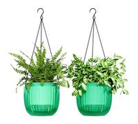 Bamworld Jardinières suspendues pour Plantes d'intérieur Pots à arrosage Automatique avec Trou de Drainage Lot de 6.5 Pouces Jardinières suspendues pour Plantes d'extérieur avec 3 Crochets à chaînes