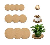 Bamworld Lot de 10 soucoupes en liège pour plantes, 10,2 cm, 15,2 cm, 20,3 cm, absorbantes pour jardinières d'intérieur, plateaux en bois naturel pour protection de table et de sol