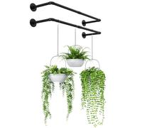 Bamworld Lot de 2 Pots de Fleurs à Suspendre pour Plantes d'intérieur - Support Mural en métal Noir (Pot et Plante Non Inclus)