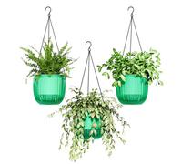 Bamworld Lot de 3 Pots de Fleurs Suspendus pour Plantes d'intérieur à arrosage Automatique avec Trou de Drainage, 16,5 cm, Pots à Suspendre avec 3 Crochets, chaînes, Plantes araignées, Plantes