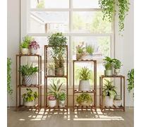 Bamworld Lot de 4 supports pour plantes d'intérieur et d'extérieur pour salon, balcon, jardin