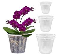 Bamworld Lot de 6 Pots Transparents pour Orchidées - Pots en Plastique de 15,5/14/11 cm avec Trou de Drainage - Pots de pépinière en Plastique pour Le rempotage des Plantes d'intérieur