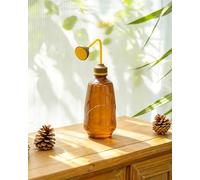 Bamworld Petit Arrosoir 450ml, Arrosoir pour Plantes d'Intérieur avec Long Bec, Bouteille d'Arrosage en Plastique pour Semis et Plantes Grasses, Marron/Vert