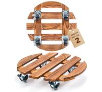 Bamworld Porte Plante a Roulettes, Support Plante Interieur avec Roulettes, Lot de 2 Supports Plantes Interieur 30,5 cm, Capacite 100 KG pour Interieur Exterieur, Marron Fonce