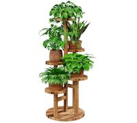 Bamworld Porte plantes d'intérieur en bois multi 5 niveaux, parfait pour décoration de maison et de jardin extérieur, support planteur de vases, étagère résistante pour plantes