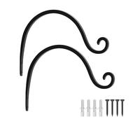 Bamworld Porte Plantes Suspendu 2 Pièces, 20 cm Support Plantes avec Crochets Plafond, Porte Plante Intérieur Extérieur pour Mangeoires Carillons Vent Pots, Noir