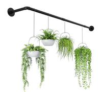Bamworld Pot de Fleurs Suspendu en Forme de L pour Plantes d'intérieur - Support pour Plantes d'intérieur - Support Mural Flottant en métal Noir (Pot et Plante Non Inclus)