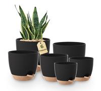Bamworld Pot de Plantes d'Intérieur avec Drainage 6 Pcs Pots en Plastique Auto-irrigants 12.7cm/14cm/15.2cm/16.5cm/17.8cm/20.3cm pour Plantes d'Intérieur, Fleurs, Cactus