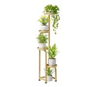 Bamworld Support d'angle pour plantes d'intérieur et d'extérieur - Grande étagère en métal robuste pour plantes - Pour terrasse, jardin, balcon, salon, chambre à coucher - Motif breveté - Doré