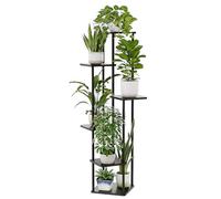 Bamworld Support d'angle pour plantes d'intérieur, étagère en métal à 6 niveaux pour plusieurs plantes, support de fleurs haut pour terrasse, jardin, balcon, salon, chambre à coucher (noir)
