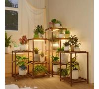 Bamworld Support De Plantes Avec Lampes Croissance Pour D'intérieur - Étagère D'angle En Pot Lumières Culture Intérieur