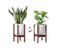 Bamworld Support de plantes réglable en bois du milieu du siècle - Cache pot sur pied moderne pour pot de fleurs - Tabouret plante et piédestal pour plantes pour intérieur et extérieur