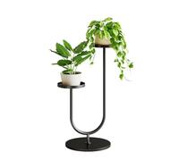Bamworld Support Plante Interieur, Support Plantes Interieur Grand avec 2 Etages pour Pots de Fleurs, Porte Plante d'Angle en Metal Noir pour Salon et Chambre, Decorations Interieures