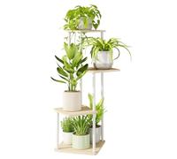 Bamworld Support Plantes Intérieur 4 Niveaux Blanc, Porte Plante Intérieur En Métal Pour Plusieurs Plantes, Étagère Plante D'Angle, Porte Plante Extérieur Pour Balcon, Jardin, Salon (Blanc).