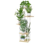 Bamworld Support Plantes Intérieur À 5 Niveaux, Porte Plante Intérieur Pour Plusieurs Plantes, Étagère Plante En Métal Blanc, Porte Plante Extérieur (Blanc).
