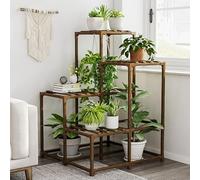 Bamworld Support Plantes Intérieur et Extérieur, Étagère Plante d'Angle à 4 Niveaux, Porte Plante Intérieur en Bois, Support Plante pour Jardin, Balcon, Patio, Porte Plante Extérieur pour Salon