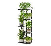 Bamworld Support Plantes Interieur, Support Plante 5 Niveaux en Métal pour Multiple Plantes, Étagère à Fleurs d'Angle pour Intérieur et Extérieur, Noir