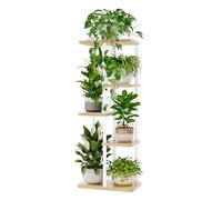 Bamworld Support Plantes Interieur, Support Plante 5 Niveaux en Métal pour Multiple Plantes, Étagère à Fleurs d'Angle pour Intérieur et Extérieur, Blanc