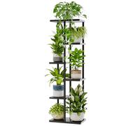 Bamworld Support Plantes Interieur, Support Plante 5 Niveaux en Métal pour Multiple Plantes, Étagère à Fleurs d'Angle pour Intérieur et Extérieur, Noir