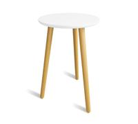 Bamworld Support pour Plantes d'Intérieur en Bois Rond, Table d'Appoint Moderne Style Milieu du Siècle - Petit et Blanc pour Décoration d'Intérieur avec Pots de Fleurs