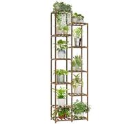 Bamworld Support pour plantes d'intérieur et d'extérieur, grande étagère en bois à 11 pneus de haut, supports de fleurs, étagères de jardin, support de présentation de plantes en bois pour salon