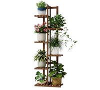 Bamworld Support pour plantes en bambou - Étagère d'intérieur - Petit support de fleurs en métal pour terrasse, jardin, balcon, salon, chambre à coucher - Marron thé - 6 étages