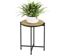 Bamworld Support rond pour plantes d'extérieur - Tabouret pour plantes - Support de fleurs - En métal noir - Banc de fleurs - Pour salon - Petite table d'appoint - Petite table basse - Décoration de