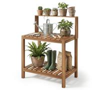 Bamworld Table de rempotage d'extérieur Meuble de Rangement en Bois pour Le Jardin Poste de Travail de Jardinage pour terrasse ou Jardin