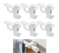Bamyli 6 Pièces Support de Tige de Barre Transversale Réglable, Support De Pince Porte-Rideaux Support Tringle Rideaux sans Percage avec pour de Rideau Ou Armoire (Blanc)