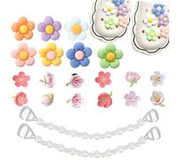 Bamyli Charms pour Crocs, Decoration Automne, 21 Pièces pour Jibbitz Personnalisables avec Motifs Saisonniers, Lot Déco Fleurs et Perles pour Halloween et Fêtes