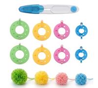 Bamyli Kit De Fabrication De Pompons, 9 Pièces 4 Tailles (3,5/5,5/7/9cm), 8 Pom Pom Maker + Ciseaux, Outil de Tricot DIY Loisirs Créatifs pour Bonnet, Poupées et Décorations