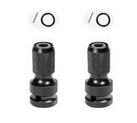 Bamyli Lot de 2 adaptateurs de douille, adaptateur de visseuse à percussion, entraînement carré 1/2" vers tige hexagonale 1/4", pour clé à cliquet à frapper tournevis, porte-embout, avec anneau en