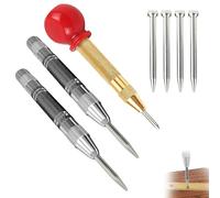 Bamyli Lot de 3 pointeaux automatiques - Poinçon central à ressort avec aiguille à tracer et 3 pointes de rechange - Effet ressort réglable à une main - Pointeau automatique pour métal, bois, verre