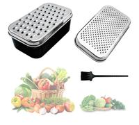 Bamyli Râpe à fromage avec récipient et couvercle, râpe en acier inoxydable pour cuisine, légumes, fruits, râpe rectangulaire manuelle pour râper (noir)
