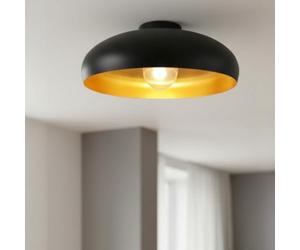 bamyum Androa Plafonnier industriel en métal Ø 40 cm Lampe moderne du milieu du siècle Lustres modernes Lumière vintage Noir/doré