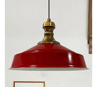 bamyum Asletl-Knob Suspension industrielle 41 cm Abat-jour moderne en métal pour cuisine îlot E27 Lampe suspendue pour salon et salle à manger Rouge