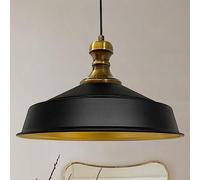 Bamyum Asletl-Knob Suspension Industrielle de 41 cm Moderne en Métal pour Îlot de Cuisine E27 pour Salon et Salle à Manger Noir