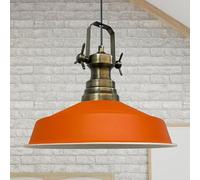 bamyum Asletl Lampe à Suspendre Industrielle, Abat-Jour de 40 cm, Lampes de Cuisine Modernes en Métal, Lampe à Suspendre E27 pour le Salon et la Salle à Manger, Orange