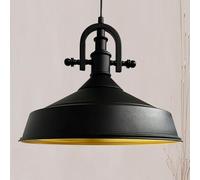bamyum Asletl-Marine Lampe suspendue industrielle 40 cm Abat-jour en métal noir Lampe moderne îlot de cuisine E27 Lampe suspendue pour salon et salle à manger