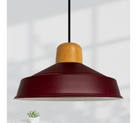 bamyum Asletl Plafonnier Industriel en Bois, Abat-Jour 41cm, Plafonnier et Îlot de Cuisine en Métal, Lampe Suspendue Table à Manger, E27 Salon Salle à Manger, Bordeaux Suspension